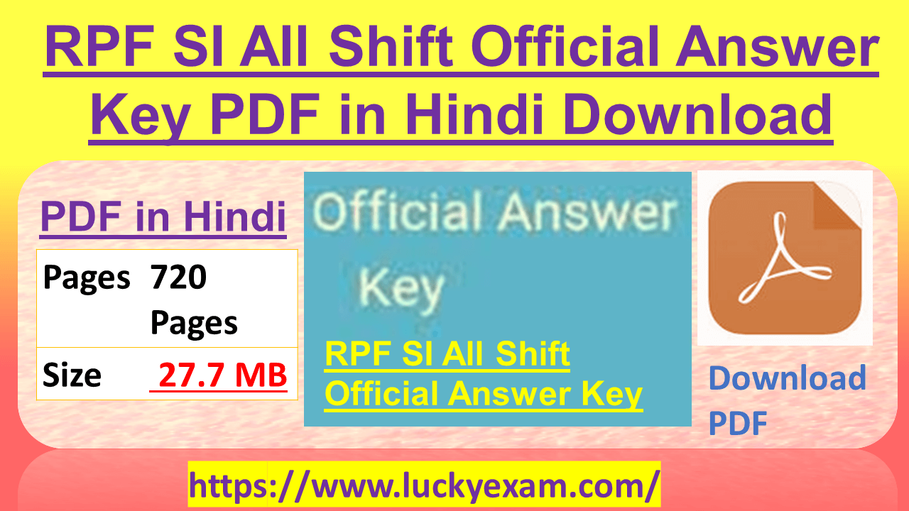 RPF SI All Shift Official Answer Key PDF in Hindi Download
