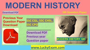 SSC Previous Year Paper Modern History PDF Download