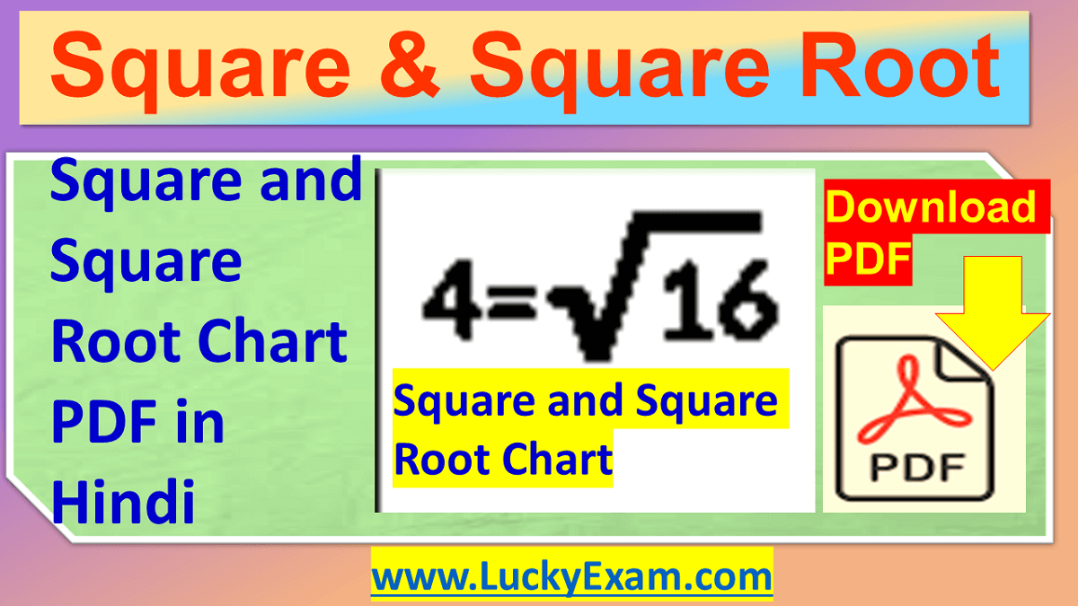 Square and Square Root Chart PDF in Hindi