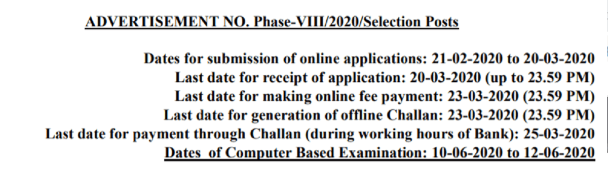 SSC Selection Post VIII 2020 Recruitment Online Form