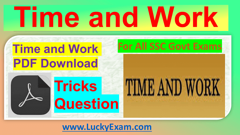 Time and Work Question tricks PDF