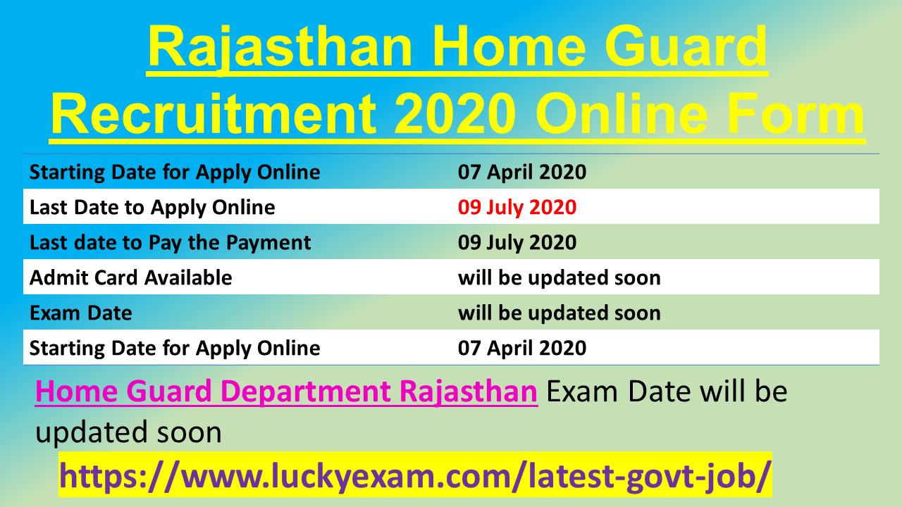 Rajasthan Home Guard Recruitment 2020 Online Form