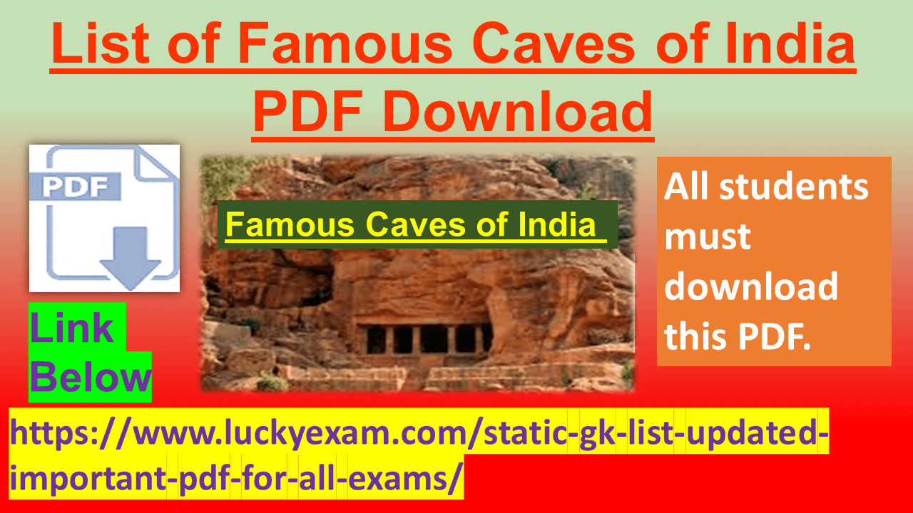 List of Famous Caves of India PDF Download