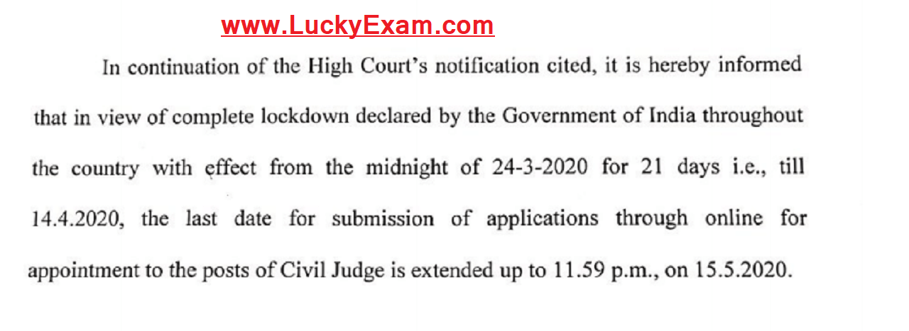 Telangana High Court Civil judge 2020 Online Form