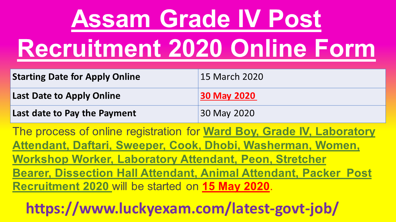Assam Grade IV Post Recruitment 2020 Online Form