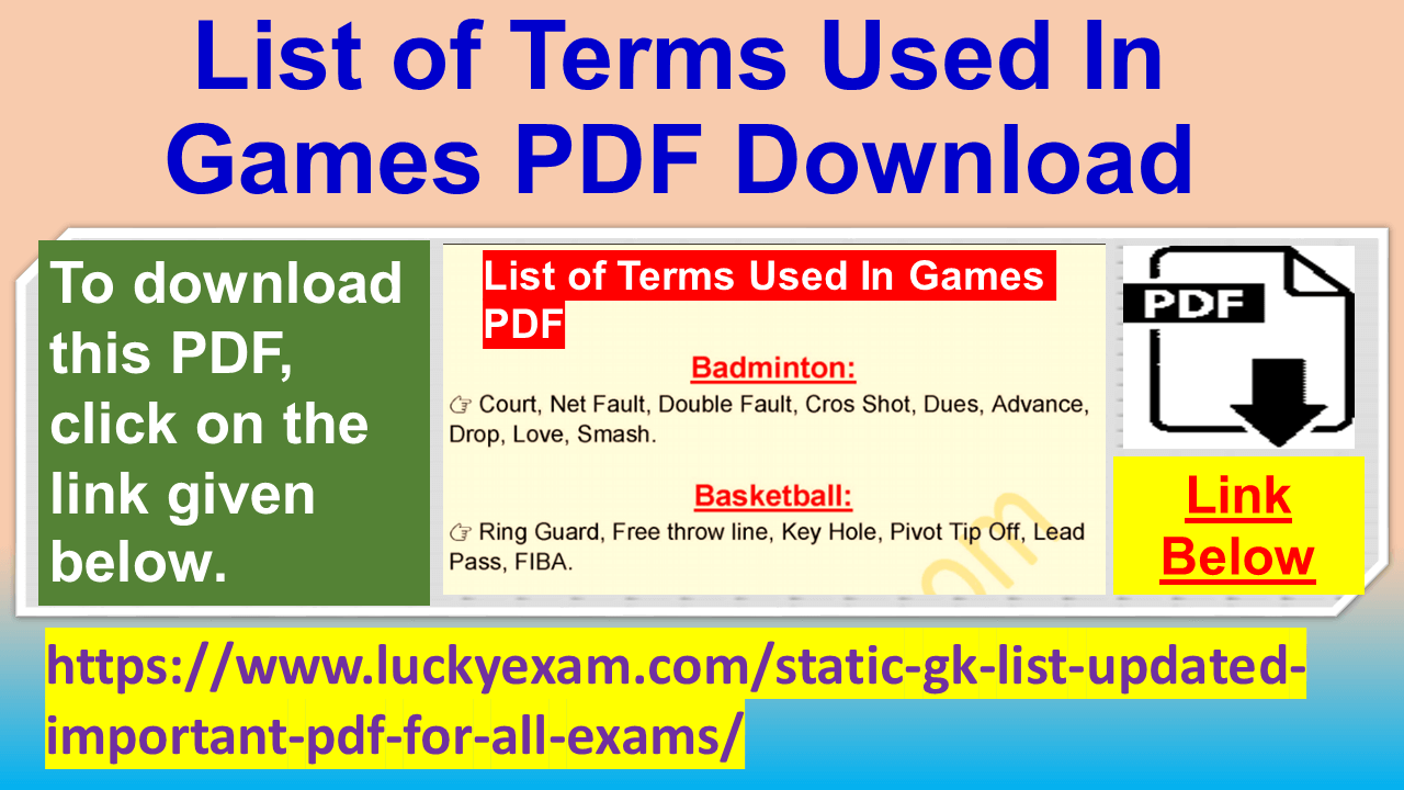 List of Terms Used In Games PDF Download