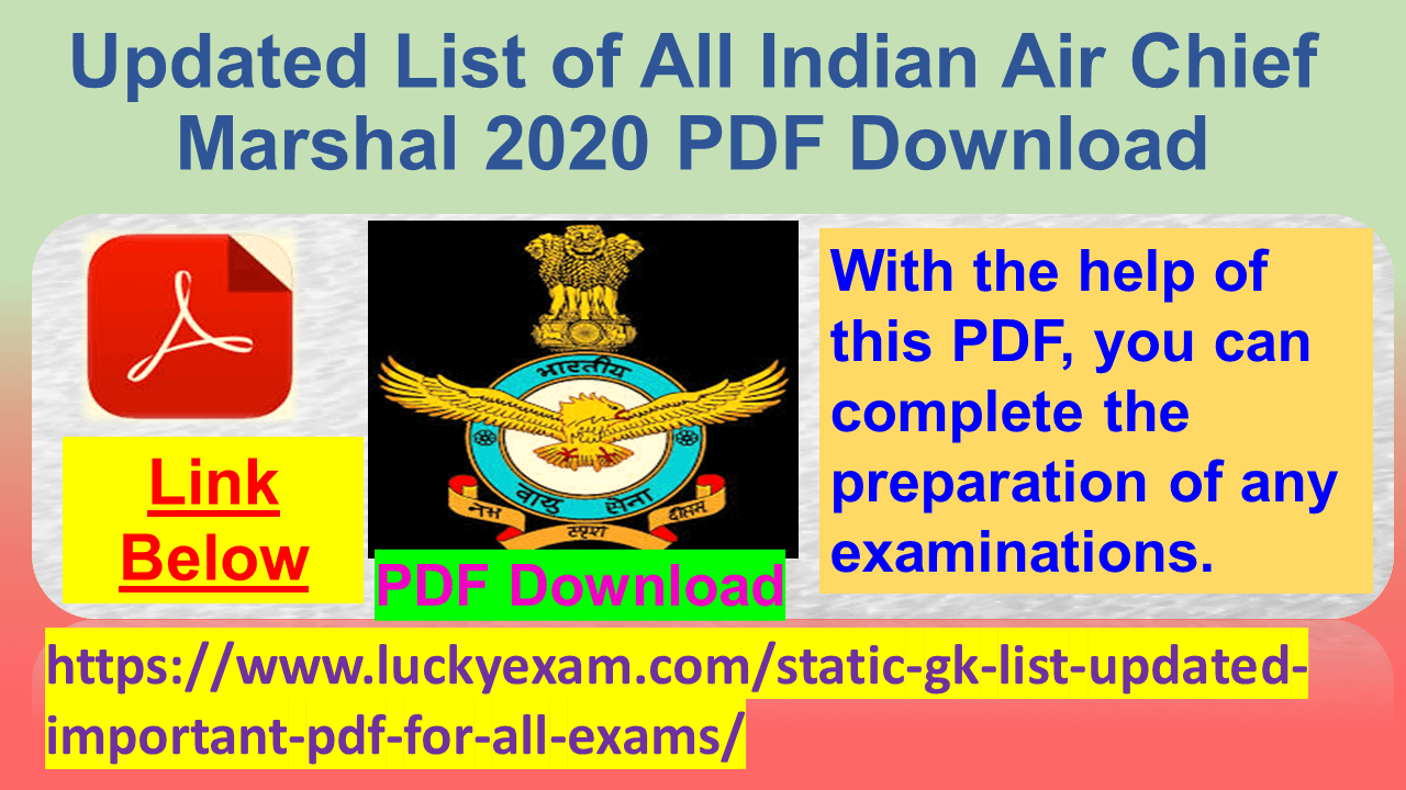 Updated List of All Indian Air Chief Marshal 2020 PDF Download